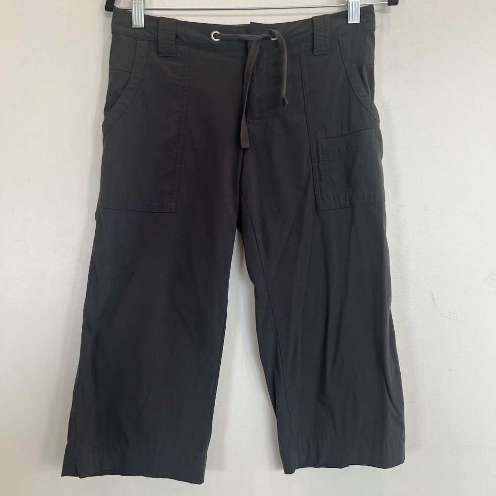 Lucy Tech Utility Activewear Capris Stretch Pockets Gray Drawstring Zip Snap XS